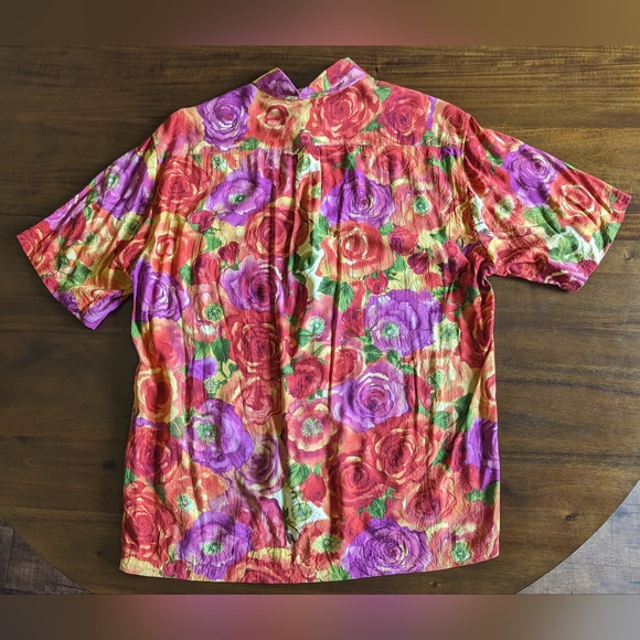 Jams World Red Potpourri Floral Mens Medium Button Down Shirt - Picture 2 of 8